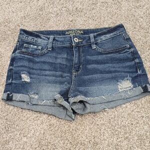Arizona Jean Company Distressed Blue Jean Shorts Size 9